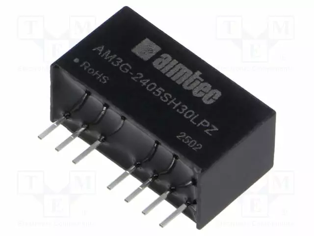 DC/DC MUUNNIN - 3W - TULOJÄNNITE 18÷36VDC - LÄHTÖJÄNNITE 5VDC - ITULO: 154MA - SIP8 - DC/DC muuntimet - AM3G-2405SH30LPZ - 1