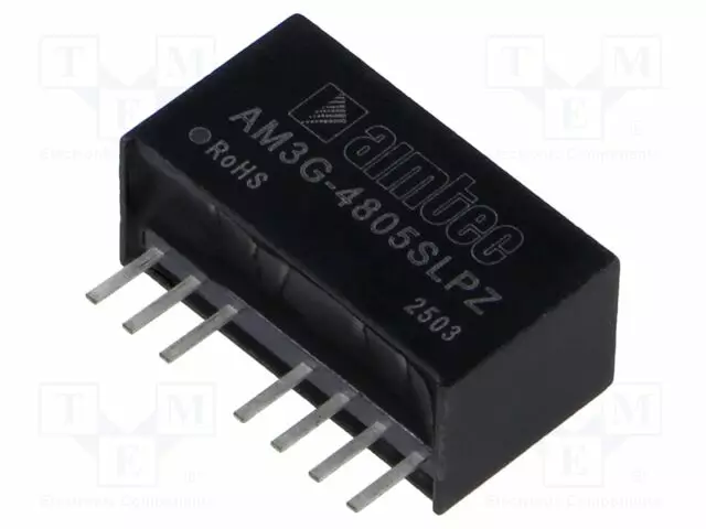 DC/DC MUUNNIN - 3W - TULOJÄNNITE 36÷75VDC - LÄHTÖJÄNNITE 5VDC - ITULO: 78MA - SIP8 - THT - DC/DC muuntimet - AM3G-4805SLPZ - 1
