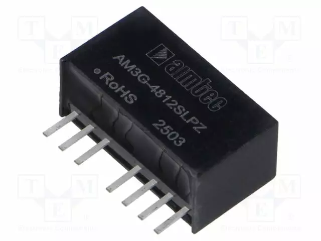 DC/DC MUUNNIN - 3W - TULOJÄNNITE 36÷75VDC - LÄHTÖJÄNNITE 12VDC - ITULO: 78MA - SIP8 - DC/DC muuntimet - AM3G-4812SLPZ - 1