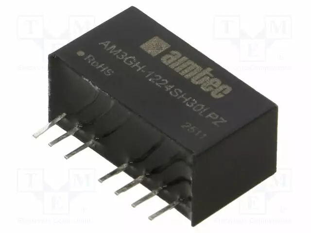 DC/DC MUUNNIN - 3W - TULOJÄNNITE 4,5÷18VDC - LÄHTÖJÄNNITE 24VDC - 306MA - SIP8 - THT - DC/DC muuntimet - AM3GH-1224SH30LPZ - 1