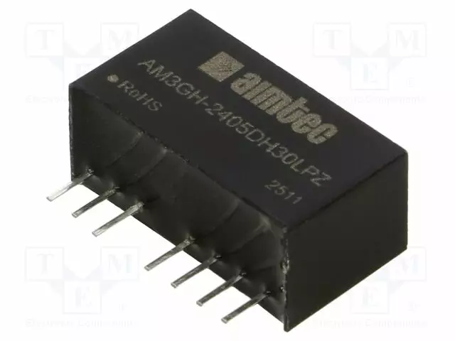 DC/DC MUUNNIN - 3W - TULOJÄNNITE 9÷36VDC - LÄHTÖJÄNNITE 5VDC - ULÄH2: -5VDC - SIP8 - THT - DC/DC muuntimet - AM3GH-2405DH30LPZ - 1