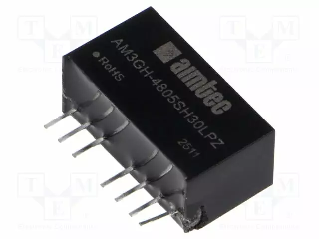 DC/DC MUUNNIN - 3W - TULOJÄNNITE 18÷75VDC - LÄHTÖJÄNNITE 5VDC - ITULO: 82MA - SIP8 - THT - DC/DC muuntimet - AM3GH-4805SH30LPZ - 1