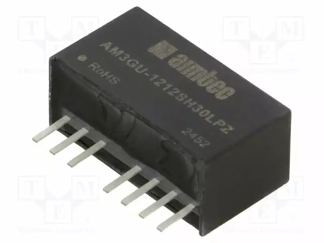 DC/DC MUUNNIN - 3W - TULOJÄNNITE 4,5÷36VDC - LÄHTÖJÄNNITE 12VDC - ITULO: 317MA - SIP8 - DC/DC muuntimet - AM3GU-1212SH30LPZ - 1