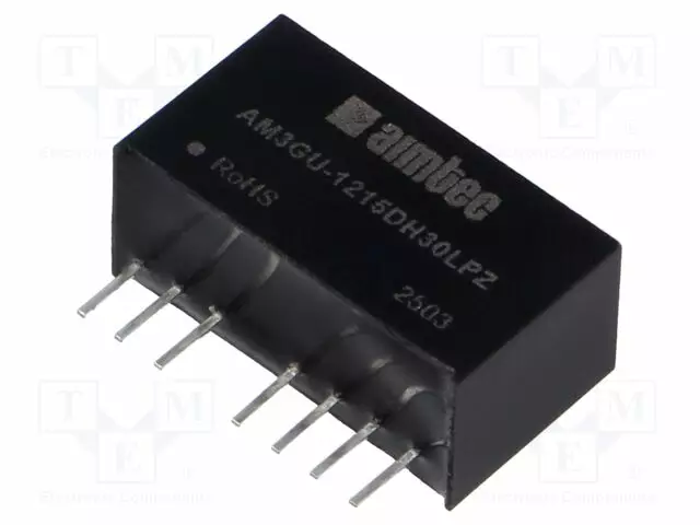 DC/DC MUUNNIN - 3W - TULOJÄNNITE 4,5÷36VDC - LÄHTÖJÄNNITE 15VDC - ULÄH2: -15VDC - SIP8 - DC/DC muuntimet - AM3GU-1215DH30LPZ - 1