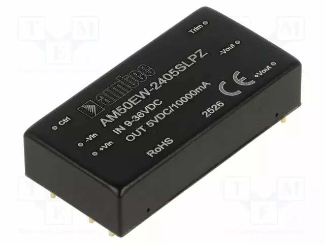 DC/DC MUUNNIN - 50W - TULOJÄNNITE 9÷36VDC - LÄHTÖJÄNNITE 5VDC - ITULO: 2289MA - THT - DC/DC muuntimet - AM50EW-2405SLPZ - 1