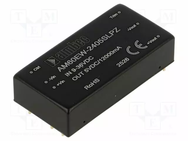 DC/DC MUUNNIN - 60W - TULOJÄNNITE 9÷36VDC - LÄHTÖJÄNNITE 5VDC - ITULO: 2700MA - THT - DC/DC muuntimet - AM60EW-2405SLPZ - 1