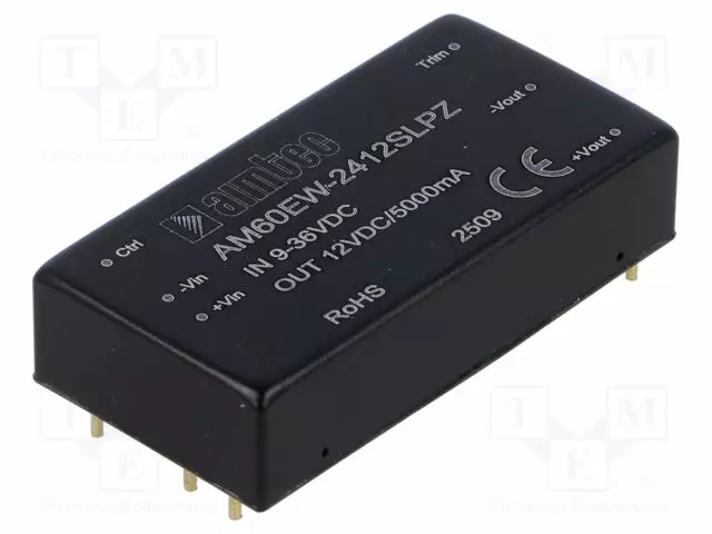 DC/DC MUUNNIN - 60W - TULOJÄNNITE 9÷36VDC - LÄHTÖJÄNNITE 12VDC - ITULO: 2700MA - THT - DC/DC muuntimet - AM60EW-2412SLPZ - 1