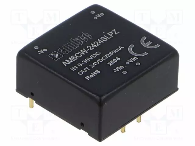 DC/DC MUUNNIN - 6W - TULOJÄNNITE 9÷36VDC - LÄHTÖJÄNNITE 24VDC - ITULO: 292MA - THT - DC/DC muuntimet - AM6CW-2424SLPZ - 1