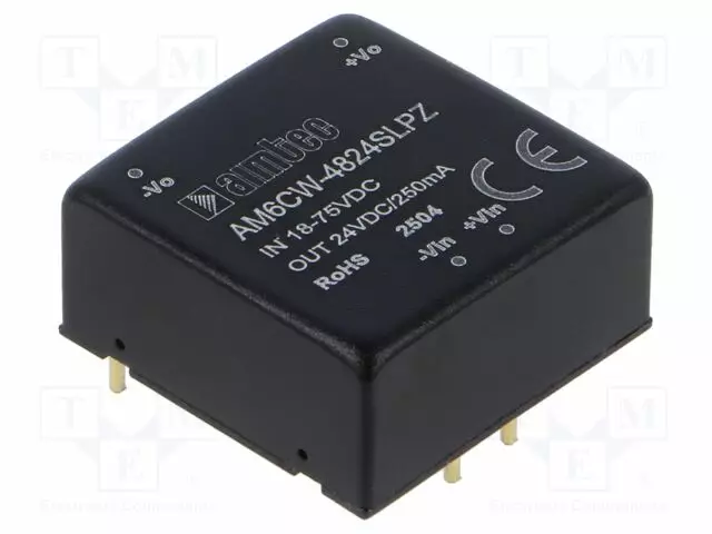 DC/DC MUUNNIN - 6W - TULOJÄNNITE 18÷75VDC - LÄHTÖJÄNNITE 24VDC - ITULO: 146MA - THT - DC/DC muuntimet - AM6CW-4824SLPZ - 1