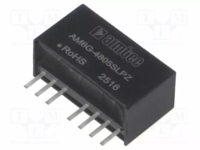 DC/DC MUUNNIN - 6W - TULOJÄNNITE 36÷75VDC - LÄHTÖJÄNNITE 5VDC - ITULO: 146MA - SIP8 - DC/DC muuntimet - AM6G-4805SLPZ - 1