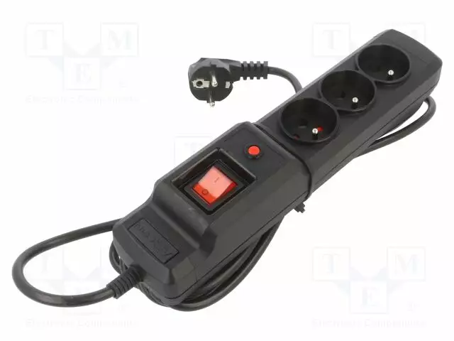 JATKOJOHTO: SUOJAUS-PISTORASIAT: 3 - 250VAC - 10A - MUSTA - Tietokonetarvikkeet - muut - M3-5.0M-CZ - 1