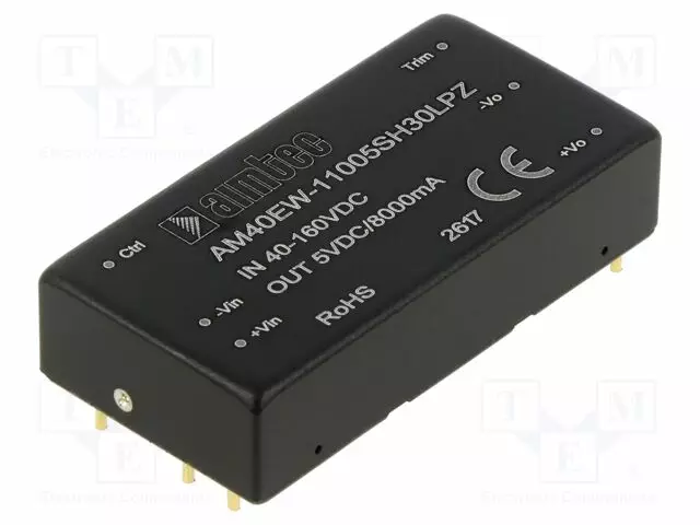 DC/DC MUUNNIN - 40W - TULOJÄNNITE 40÷160VDC - LÄHTÖJÄNNITE 5VDC - ILÄH: 8A - OUT: 1 - 88% - AC/DC muuntimet - AM40EW11005SH30LPZ - 1