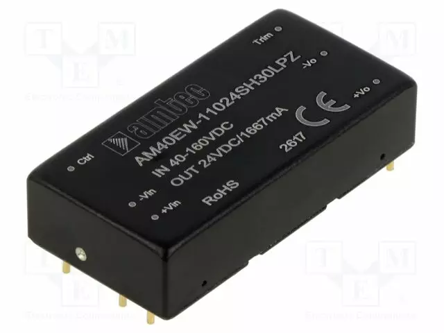 DC/DC MUUNNIN - 40W - TULOJÄNNITE 40÷160VDC - LÄHTÖJÄNNITE 24VDC - ILÄH: 1666MA - 89% - AC/DC muuntimet - AM40EW11024SH30LPZ - 1