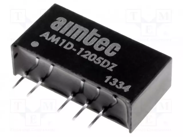 DC/DC MUUNNIN - 1W - TULOJÄNNITE 10,8÷13,2VDC - LÄHTÖJÄNNITE 5VDC - ULÄH2: -5VDC - DC/DC muuntimet - AM1D-1205DZ - 1