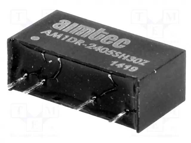 DC/DC MUUNNIN - 1W - TULOJÄNNITE 21,6÷26,4VDC - LÄHTÖJÄNNITE 5VDC - ILÄH: 200MA - SIP7 - DC/DC muuntimet - AM1DR-2405SH30Z - 1