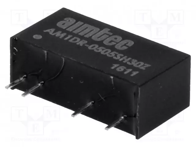 DC/DC MUUNNIN - 1W - TULOJÄNNITE 4,5÷5,5VDC - LÄHTÖJÄNNITE 5VDC - ILÄH: 200MA - SIP7 - DC/DC muuntimet - AM1DR-0505SH30Z - 1