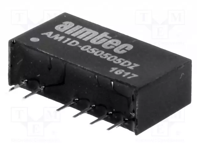 DC/DC MUUNNIN - 1W - TULOJÄNNITE 4,5÷5,5VDC - LÄHTÖJÄNNITE 5VDC - ULÄH2: -5VDC - SIP7 - DC/DC muuntimet - AM1D-050505DZ - 1