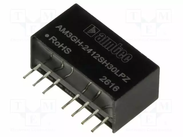 DC/DC MUUNNIN - 3W - TULOJÄNNITE 9÷36VDC - LÄHTÖJÄNNITE 12VDC - ITULO: 140MA - SIP8 - DC/DC muuntimet - AM3GH-2412SH30LPZ - 1
